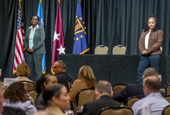 U.S. Army Lt. Gen. Telita Crosland and U.S. Air Force Chief Master Sgt. Tanya Johnson