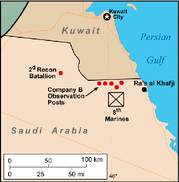 Figure 4. Observation post locations on February 10, 1991