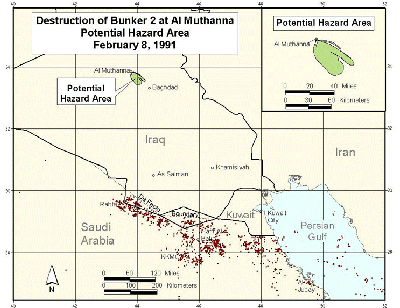 Figure 13. Downwind hazard from Al Muthanna Bunker 2