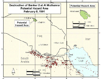 Figure 13.  Downwind hazard from Al Muthanna Bunker 2