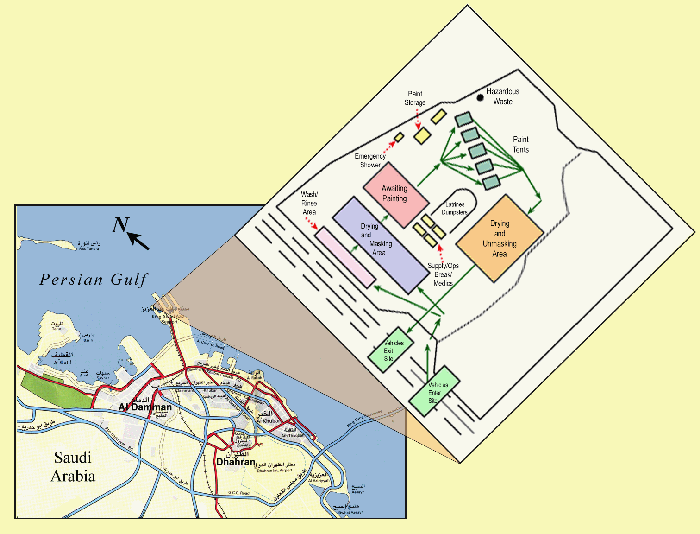 Figure 10. Location and major features of the VII Corps Ad Dammam redeployment site