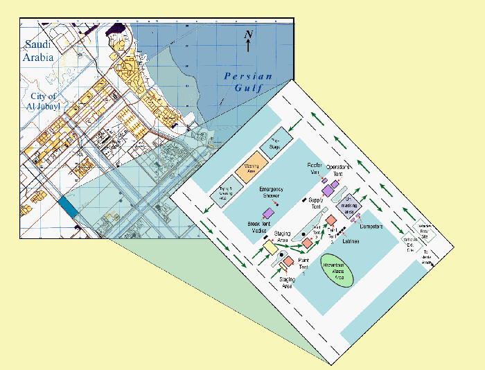 Figure 6. The redeployment paint site at Al Jubayl was set-up along an unused road