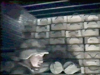 Figure 21. Interior of a bunker during inventory; picture from 27th Engineer Battalion videotape
