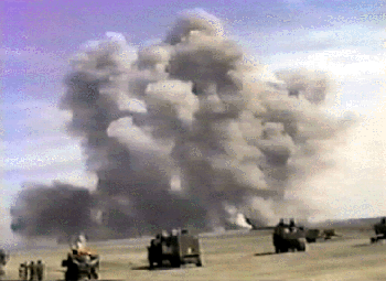 Figure 24. Continuing demolition on March 4th at Khamisiyah (from 307th Engineer Battalion observation point, looking southeast)