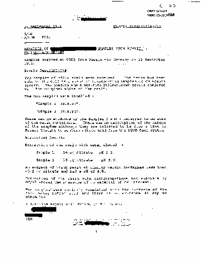 Analysis of Samples Taken During Third Operation at the Tank