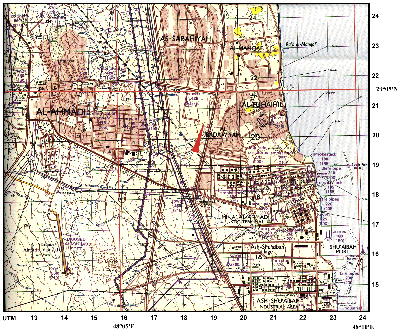 Figure 2. Map of the Al Ahmadi district. Red arrow indicates location of the Kuwaiti Girls' School.