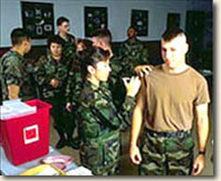 soldiers getting immunized