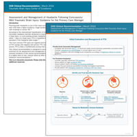 Thumbnail image of the downloadable assessment and management of headache following concussion clinical recommendation.