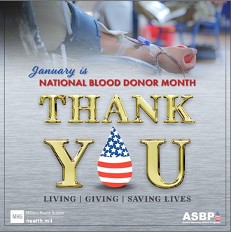 Link to Infographic:  January is National Blood Donor Month. Thank You. Living. Giving. Saving Lives