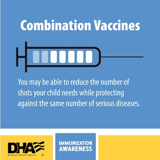 Link to Infographic: Combination Vaccines - You may be able to reduce the number of shots your child needs while protecting against the same number of serious diseases.