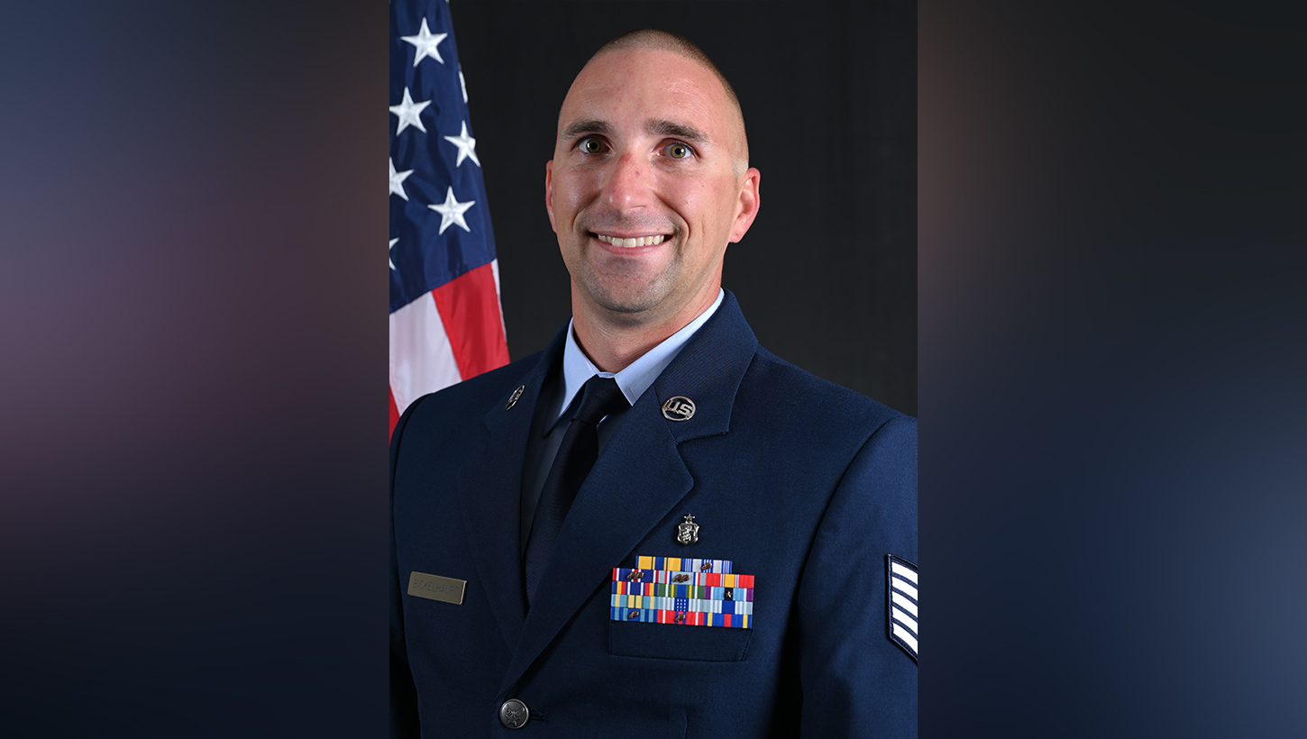 This is the official portrait of Tech. Sgt. Robert Bickelhaupt.