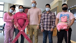 Military personnel raising awareness for breast cancer