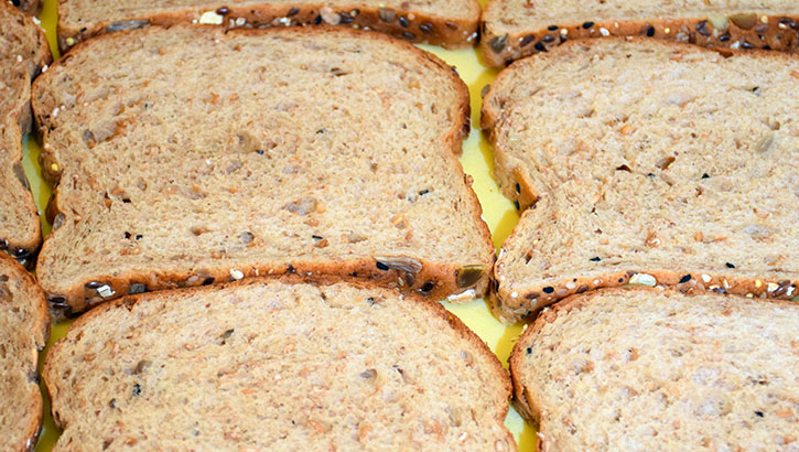 Image of Close up picture of slices of bread .