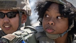 U.S. Airman 1st Class Tianna Scarborough and Staff Sgt. Bryan Cruz at simulation training