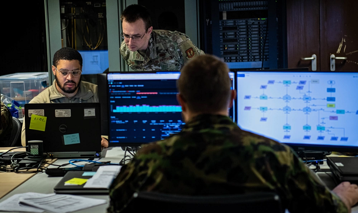 Image of Tacet Venari participants analyze metadata to identify any suspicious activity on the network during exercise Tacet Venari at Ramstein Air Base, Germany, May 12, 2022. The two-week cyber exercise provides Airmen the opportunity to identify, detect and respond to cyber threats. The exercise gives participants hands-on experience on how to recognize irregularities in the network. (U.S. Air Force photo by Airman 1st Class Jared Lovett).