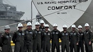 Aerospace Medicine residents preparing to board USNS Comfort for a ship visit