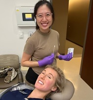 Dermatology residents practice techniques for chemical peels. 