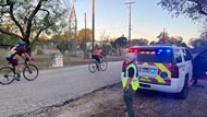 Fellow on bike course, standing by for medical assist during MS Bike Ride.  