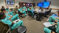 Neurology residents from SAUSHEC and UT Health San Antonio learning about EEG from an active-duty pediatric neurologist, during the annual SAUSHEC Neurophysiology Course. 