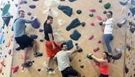 Neurology residents enjoying some comradery and rock climbing during a quarterly wellness event. 