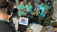 Physician and nursing staff conduct a realistic simulation of Critical Care Air Transport (CCAT). 