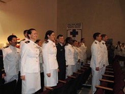 Naval Postgraduate Dental School students graduated on June 9th, 2023, with U.S. Navy Capt. Steven M. Stokes, dean of NPDS, as Master of Ceremonies. Distinguished guests joining the Dean on stage were U.S. Navy Capt. Walter D. Brafford, Dental Corps Chief and Commander, Naval Medical Forces Support Command who delivered the commencement remarks. (Courtesy Photo)