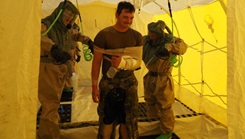 Evans Army Community Hospital tested its emergency response capabilities, as part of Mountain Medic 2024, a U.S. Northern Command joint readiness exercise involving both active and reserve medical forces from the Army, Air Force and Space Forces in the Colorado Springs community. The exercise gave the EACH Decontamination Team the opportunity to set up and practice DECON procedures. (U.S. Army Photo by Joel Sundquist)