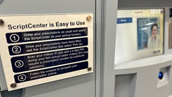 Step-by-step instructions guide patients through the ScriptCenter prescription pickup process.