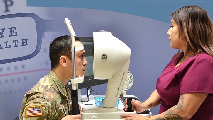 Image of Soldier taking an eye exam.