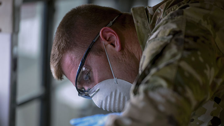 Image of Military personnel wearing a face masks.