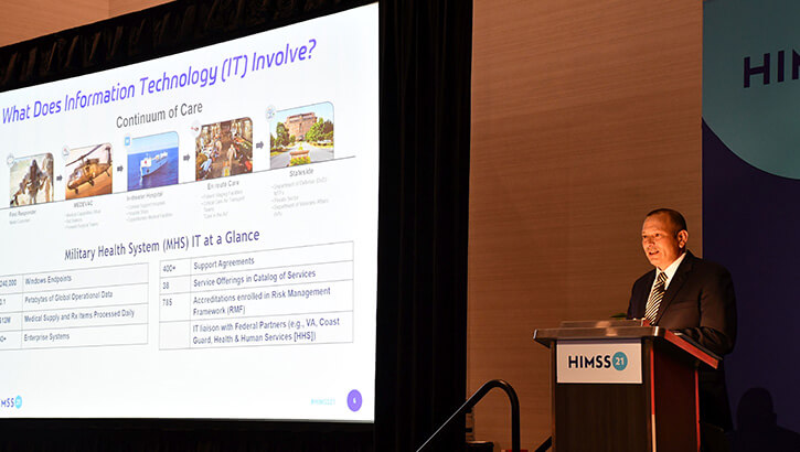 Image of Pat Flanders presenting at HIMSS 2021.