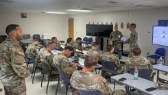 Medical officers conduct a meeting at Blanchfield Army Community Hospital