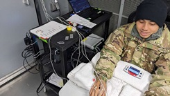 A service member is exposed to cold air in environmental test chamber after undergoing a treatment called ischemic preconditioning