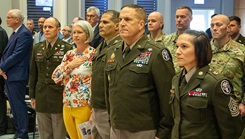 Landstuhl Regional Medical Center receives certification as an “Überregionales TraumaZentrum,” or supra-regional trauma center, by the German Trauma Society during an award ceremony on April 24, 2025, in Landstuhl, Germany