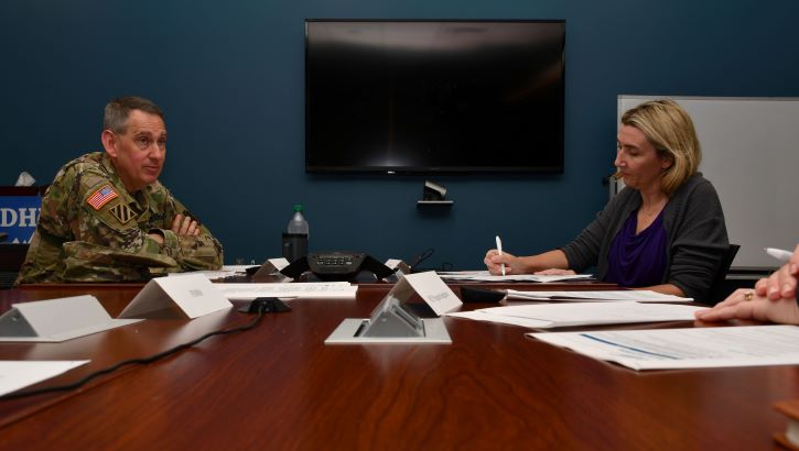 Image of Military personnel during a virtual round table discussion.