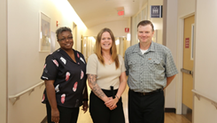 From left to right. Tamra Christian, Navy DTS, Jaclyn Yeiser, NHCL deputy comptroller and Randy Butler, Navy DTS. 