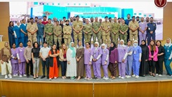 Members of the Bahrain Royal Medical Services pose for a photo