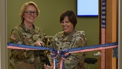 Col. Stephanie Mont, Womack Army Medical Center Hospital Commander and Lt. Col. (P) Melissa Folsom, director, Rehabilitation Services cut ribbon during May 14 ceremony