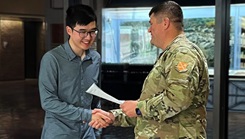 Jiayu Shao being commissioned as a Second Lieutenant in the United States Air Force from one of his mentors Col Vojta