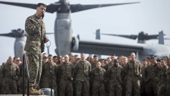 Marines receiving a safety brief