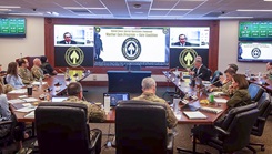 Leaders from across the Special Operations Command listen to remarks provided by Colby Jenkins, acting assistant secretary of defense for special operations and low intensity conflict