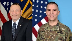 A picture of Pat Flanders, the DHA's chief information officer and deputy assistant director for information operations and Army Maj. Ryan Costantino, data innovation chief for the Program Executive Office