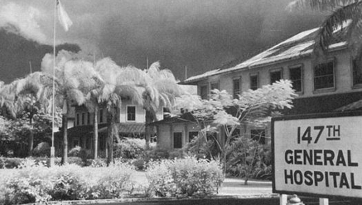 Image of Tripler Army Hospital on or very near the Pearl Harbor Day attacks of Dec. 7, 1941, the “Day of Infamy” that launched the U.S. into World War II. Tripler was the largest hospital in the Territory of Hawaii. Army nurse Kathryn Doody was on call that day as she recounted in her video recollections. (Photo courtesy U.S. Army).