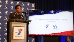 The U.S. Army recipient of the 2023 Armed Services Angel of the Battlefield award is U.S. Staff Sgt. Ta'Quesha Abson, currently assigned to the Medical Readiness Brigade, Walter Reed National Military Medical Center. (Photo by Ronald Wolf, U.S. Army Medical Command)