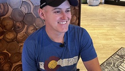 U.S. Army Sgt. Dalton Apodaca smiles during an interview at the 2023 Warrior Games Challenge on June 1 in San Diego, California. (Photo: Mary Therese Griffin, Department of Defense)