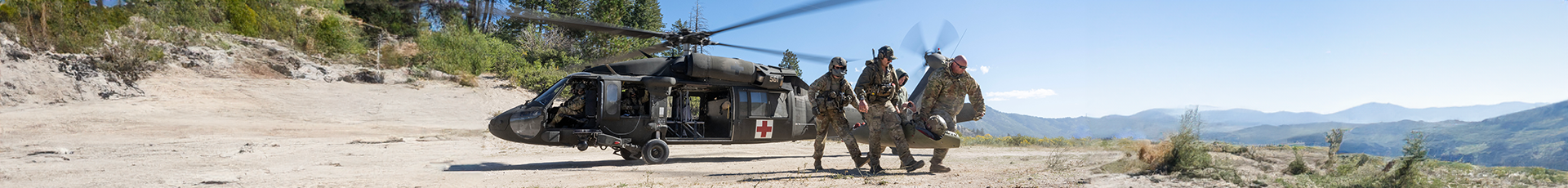 The Idaho Army National Guard and the Idaho Air National Guard conduct joint medical training in Prairie, Idaho, 30 August, 2023. The IDARNG’s Medical Aviation Detachment and the IDANG’s Air Support Operations Squadron along with members from the 124th Fighter Wing’s Medical Group maintain medical proficiency through a series of training scenarios to include litter hoists and 9-line communications. (U.S. Air National Guard photo by Staff Sgt. Joseph Morgan)