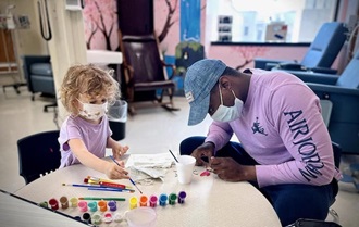 Link to Video: Military personnel coloring with children