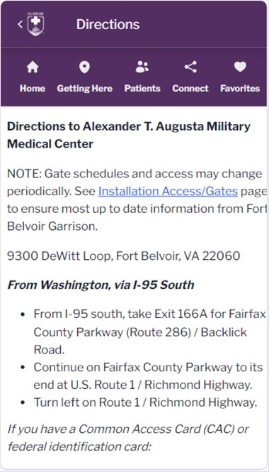 Alexander T. Augusta Military Medical Center App Screenshot