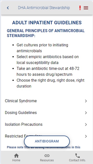 Antimicrobial App Screenshot