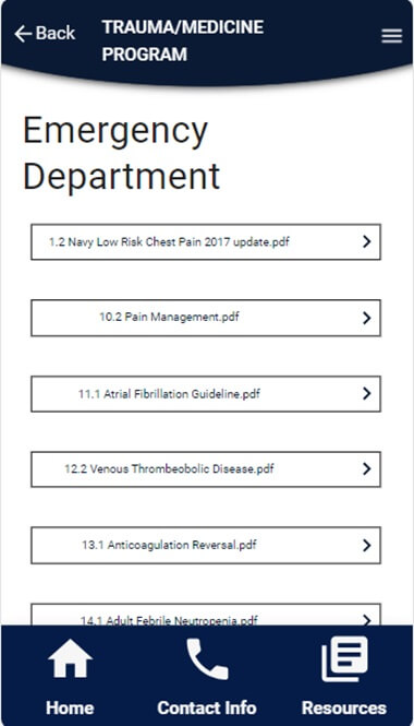 Lejeune Trauma App Screenshot